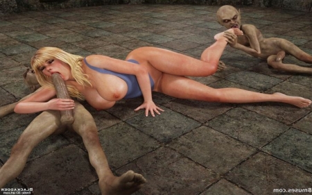 Блондинка обожает когда её трахают карлики с огромными хуями на 3D фото